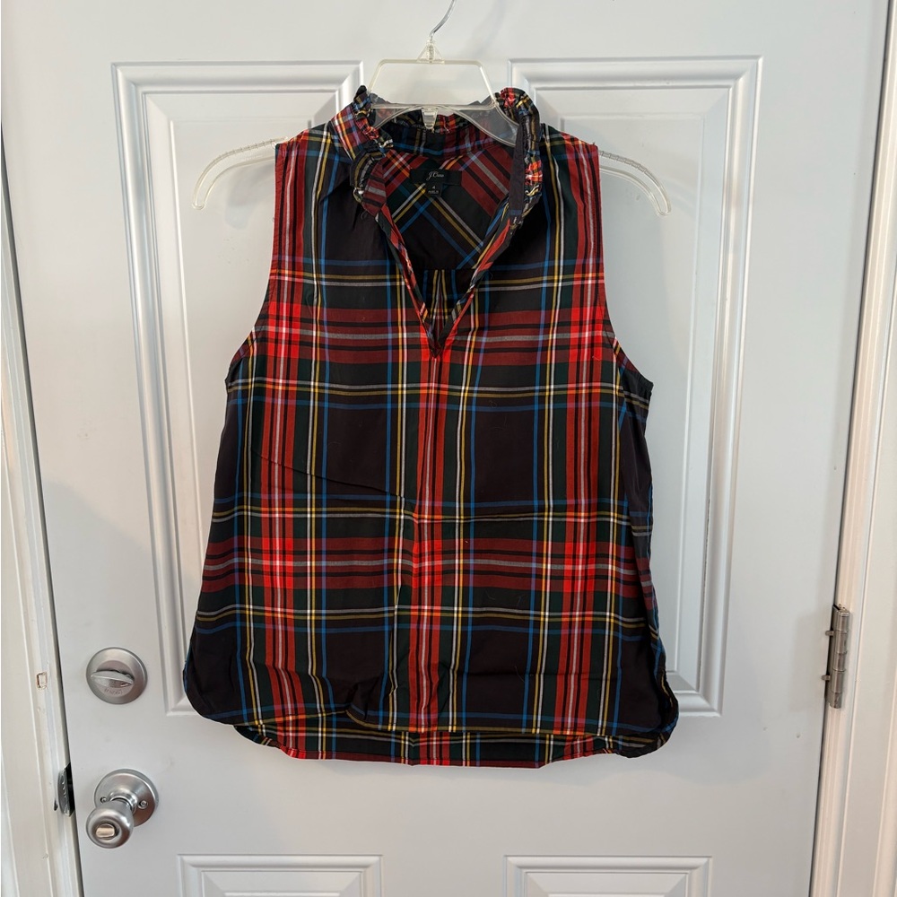 J. Crew Multicolor Plaid Sleeveless Blouse